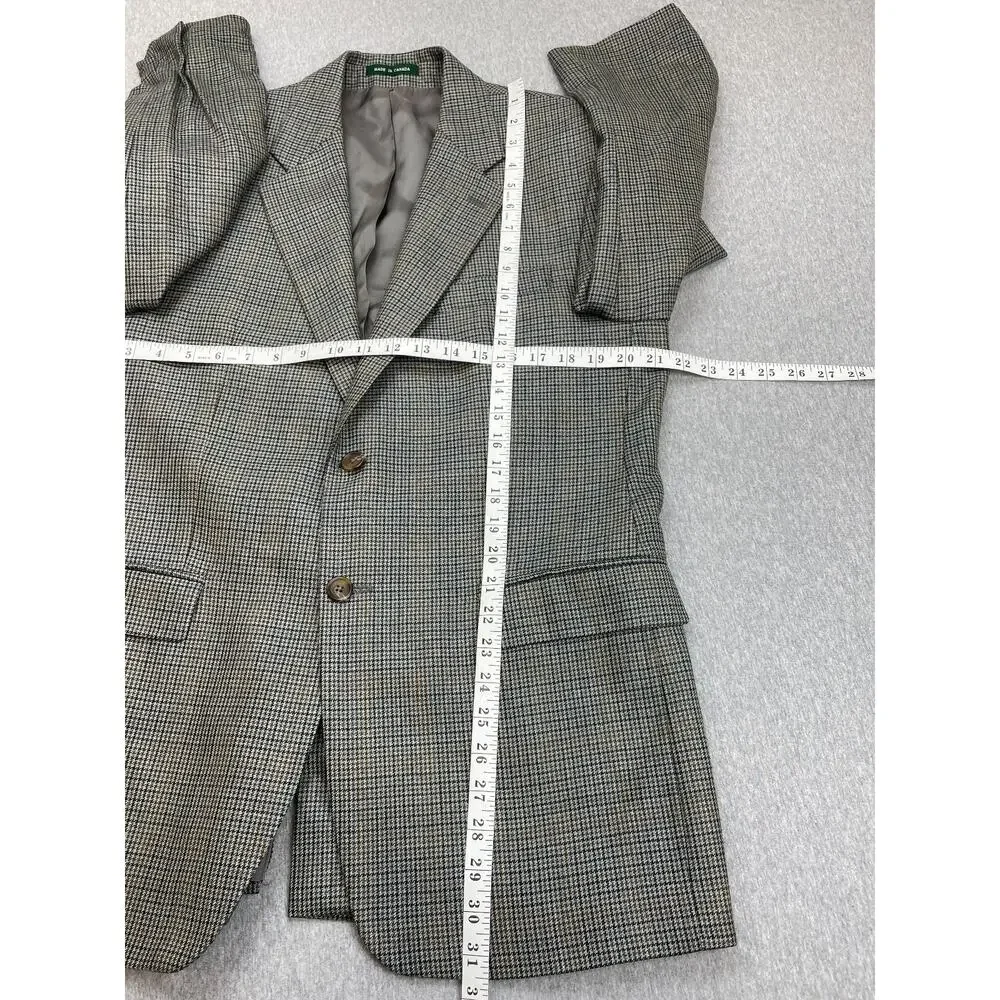 Lauren Ralph Lauren Blazer Mens 40R Houndstooth Silk Wool 2 Button Sports Jacket